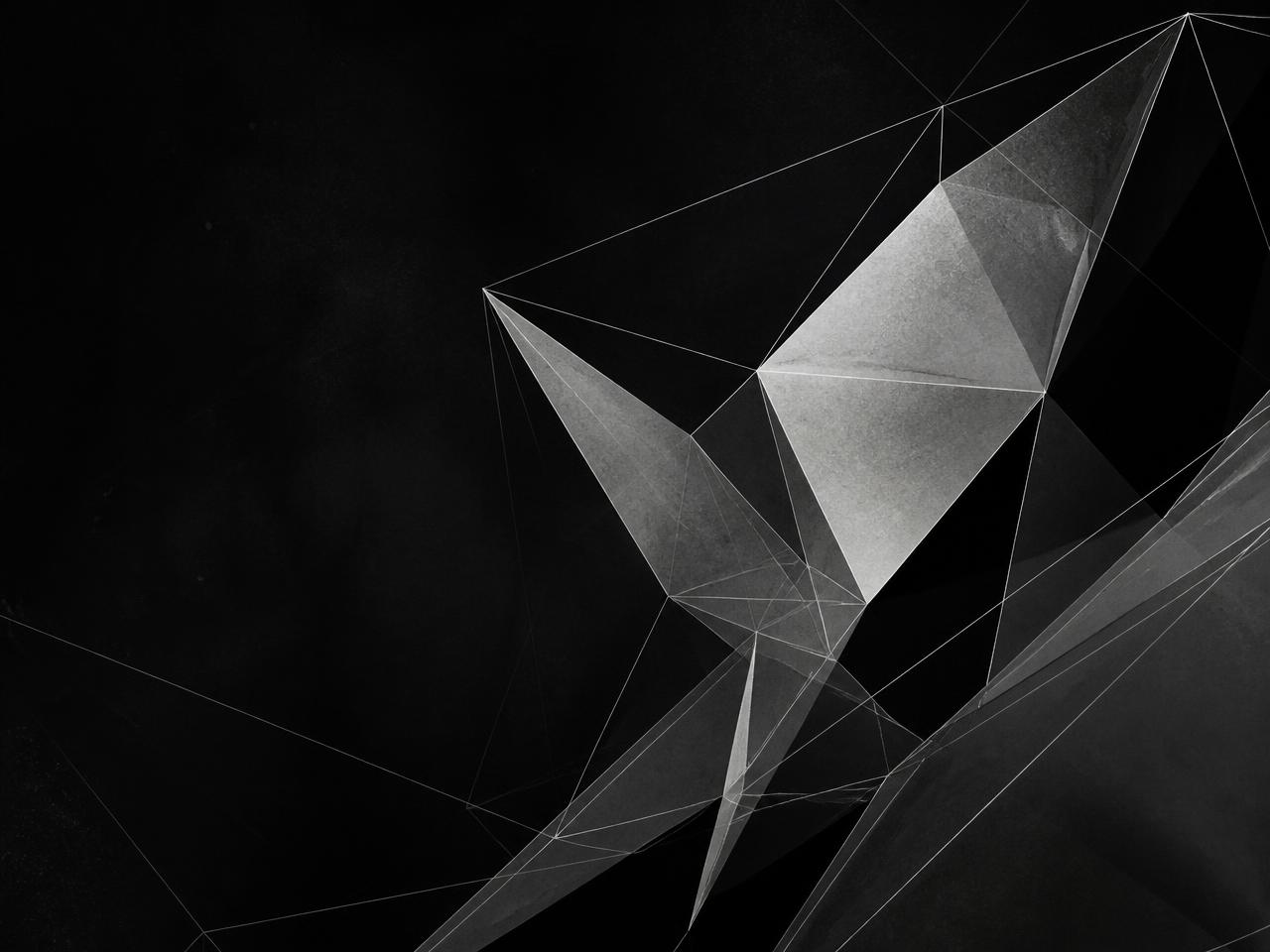 Abstract faceted monochrome geometry